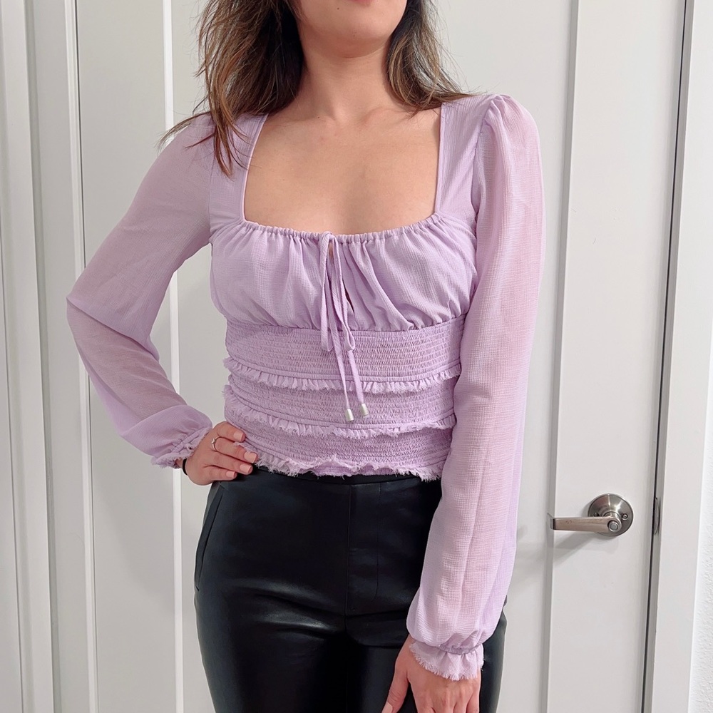 Free People Revolve Solid Lolita Boho Prairie Blouse